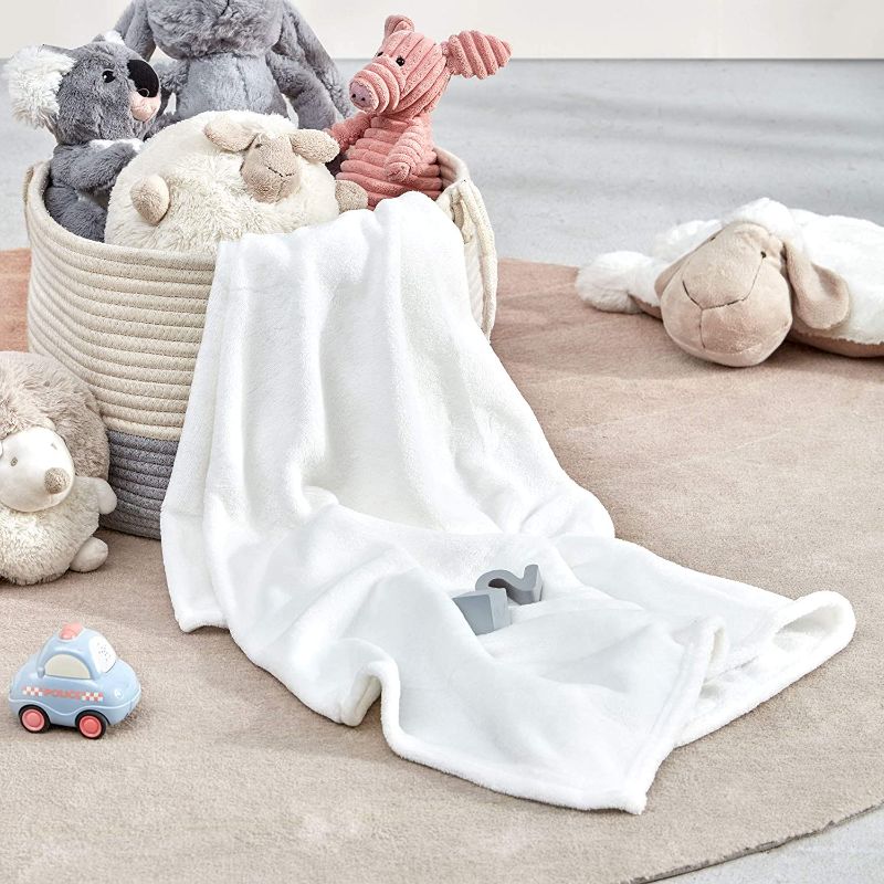 Photo 1 of SLEEP ZONE Flannel Fleece Baby Sublimation Blanket 30x40 Inches - Soft Fuzzy Plush White Kids Bed Travel Blanket Throw