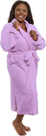 Photo 1 of Silver Lilly Womens Robe - Plush Fleece Bathrobe Mid Length Robe Shawl Collar, Size XXL
