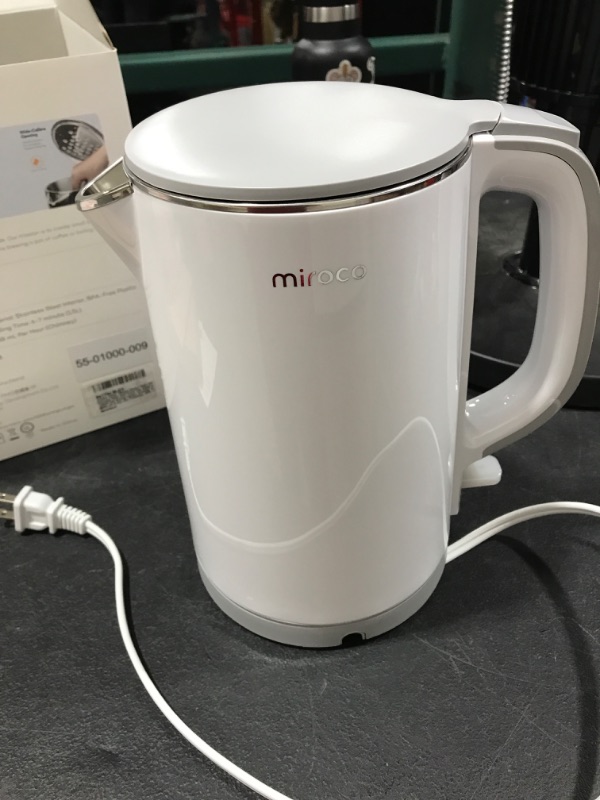 Photo 2 of Electric Kettle, miroco 1.5L Double Wall 100% Stainless Steel BPA-Free Cool Touch Tea Kettle, White
