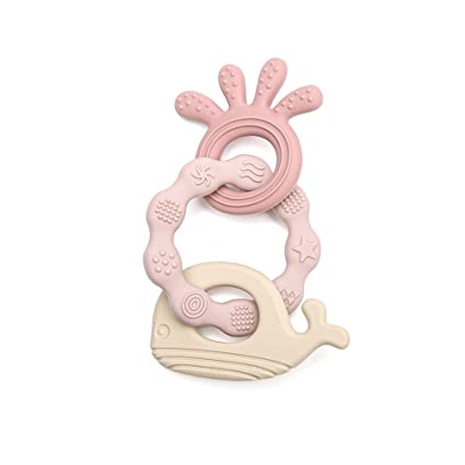 Photo 1 of Mamimami Home Baby Chew Teething Toys for Babies with Silicone Rings & BPA Free & Raised Texture to Soothe Gums
