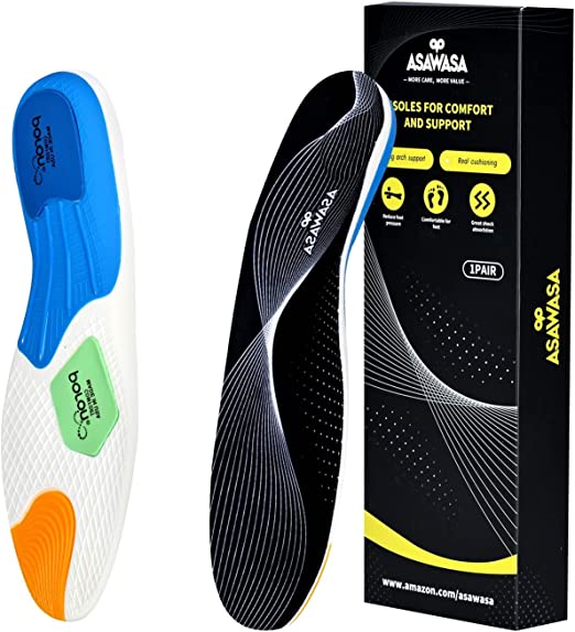 Photo 1 of ASAWASA Plantar Fasciitis Feet Insoles Arch Support Inserts for Flat Feet, High Arch, Foot Pain (10.5-12 women/8-9.5 Men)
