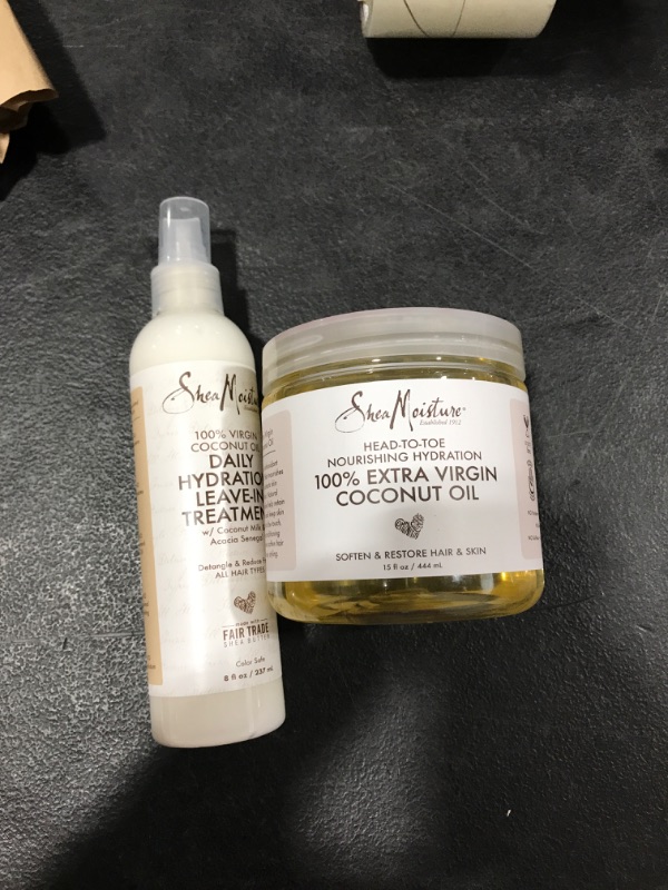 Photo 1 of SheaMoisture Body Moisturizer For Dry Skin 100% Extra Virgin Coconut Oil Nourishing Hydration Soften And Restore Skin And Hair 14.5 oz
AND SheaMoisture 100% Virgin Coconut Oil Leave-in Conditioner Treatment for All Hair Types 100% Extra Virgin Coconut Oil
