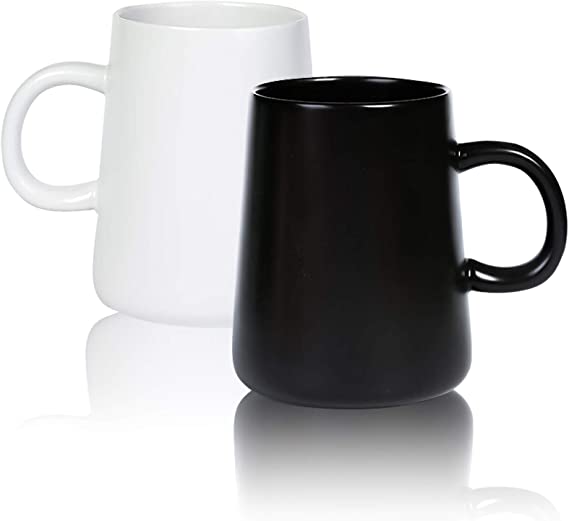 Photo 1 of Ceramic Coffee Mugs Set of 2 (15 Ounce) Smooth Frosted Tea Cup for Office & Home, Minimalist Nordic Style Restaurant Drinking Cups
