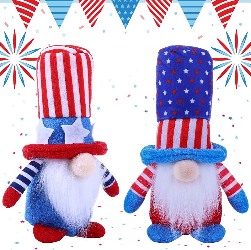 Photo 1 of 4th of July Decorations Patriotic Gnome Doll for Independence Day, 2 Pack Memorial Day Gnomes Decorations for Home, Home Kitchen Tiered Tray Decorations for Memorial Day, Veteran Day, Independence Day
