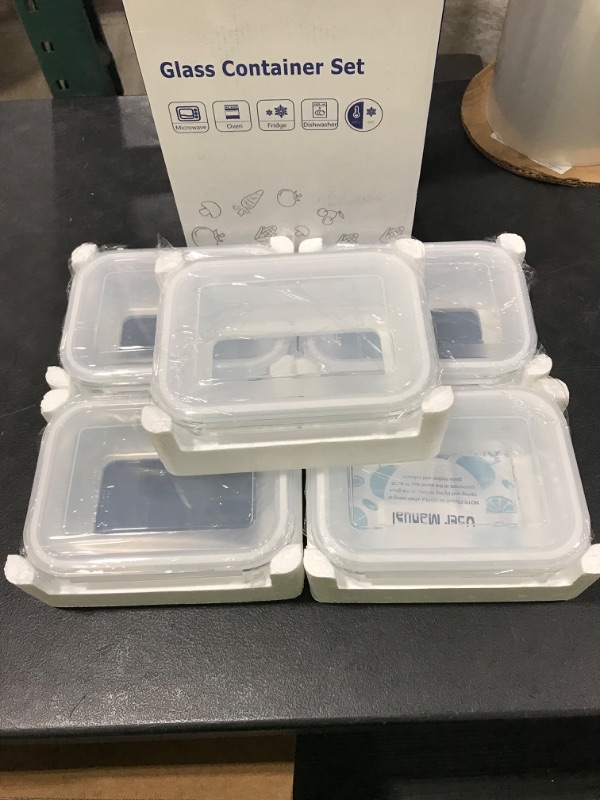 Photo 2 of Bayco Large Glass Meal Prep Containers, [5 Pack, 36oz | 4.5cups] Glass Food Storage Containers with Lids, Airtight Glass Bento Boxes, BPA Free & Leak Proof (5 lids & 5 Containers)
