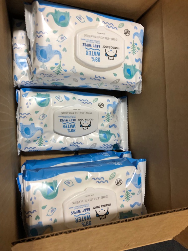 Photo 2 of Amazon Brand - Mama Bear 99% Water Baby Wipes, Hypoallergenic, Fragrance Free,72 Count (Pack of 6)
