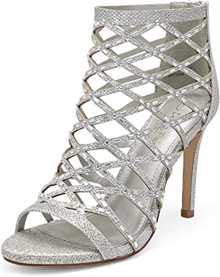 Photo 1 of DREAM PAIRS Women's Rhinestone Ankle Strap Open Toe Stiletto Heel Sandals Cutout Dress Pump Shoes SIZE 8.5