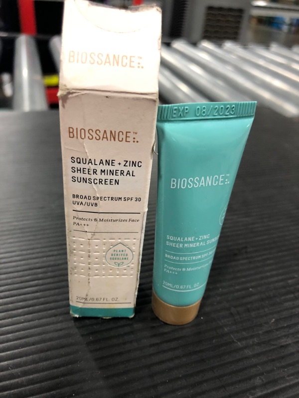 Photo 2 of Biossance Squalane + Zinc Sheer Mineral Sunscreen. SPF 30 PA+++ Zinc Oxide Sunscreen That Protects and Hydrates Sensitive Skin. Lightweight, Non-Greasy and Reef-Safe. Travel Size (0.6 ounces)
