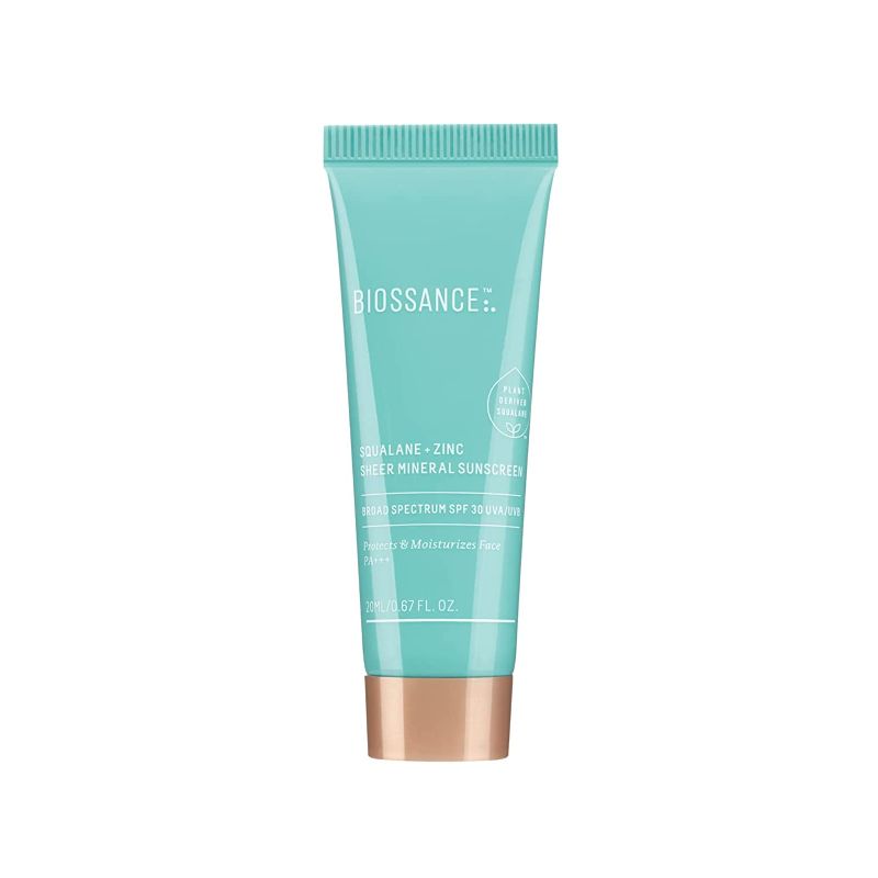 Photo 1 of Biossance Squalane + Zinc Sheer Mineral Sunscreen. SPF 30 PA+++ Zinc Oxide Sunscreen That Protects and Hydrates Sensitive Skin. Lightweight, Non-Greasy and Reef-Safe. Travel Size (0.6 ounces)
