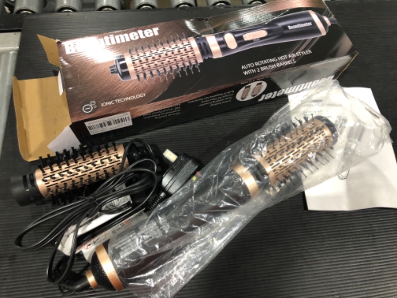 Photo 2 of Beautimeter Hair Dryer Brush, 3-in-1 Round Hot Air Spin Brush Kit for Styling and Frizz Control, Negative Ionic Blow Hair Dryer Brush Volumizer, 2 Detachable Auto-Rotating Curling Brush, Black & Gold