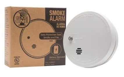 Photo 1 of Code One Smoke Detector, Battery Powered with Ionization Sensor, Smoke Alarm
