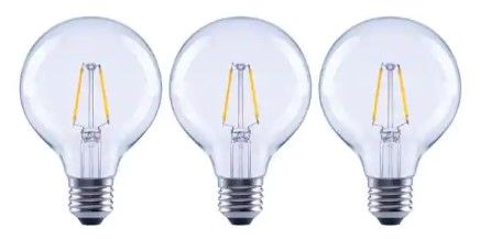 Photo 1 of 25-Watt Equivalent G25 Dimmable Globe Clear Glass Filament LED Vintage Edison Light Bulb Daylight (3-Pack)