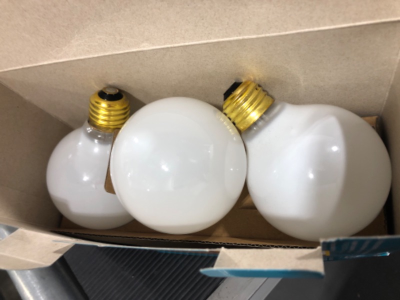 Photo 2 of 25-Watt Equivalent G25 Dimmable Globe Clear Glass Filament LED Vintage Edison Light Bulb Daylight (3-Pack)