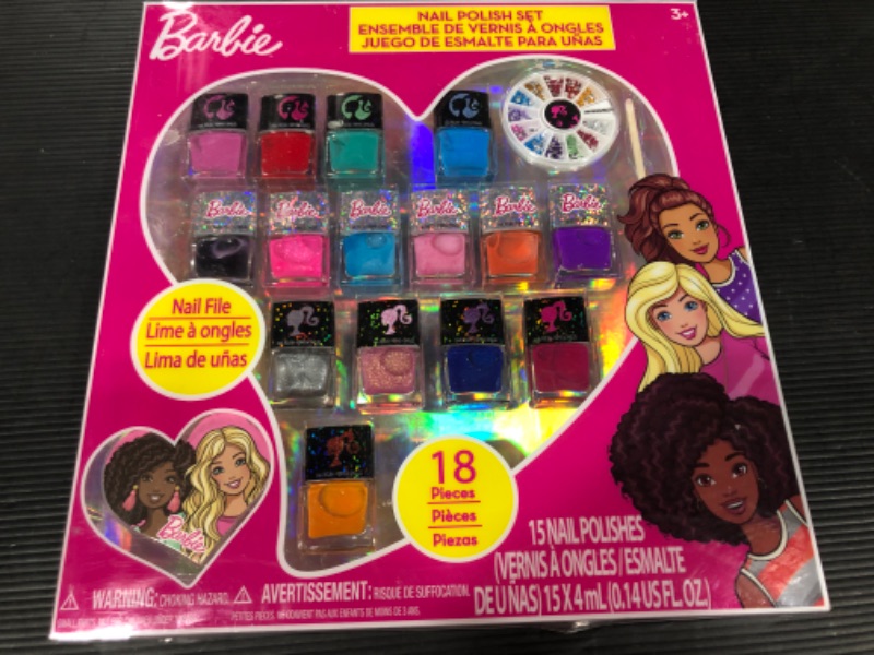 Photo 1 of Barbie - Townley Girl 18 Pcs Non-Toxic Peel-Off Quick Dry Nail Polish Kit Makeup