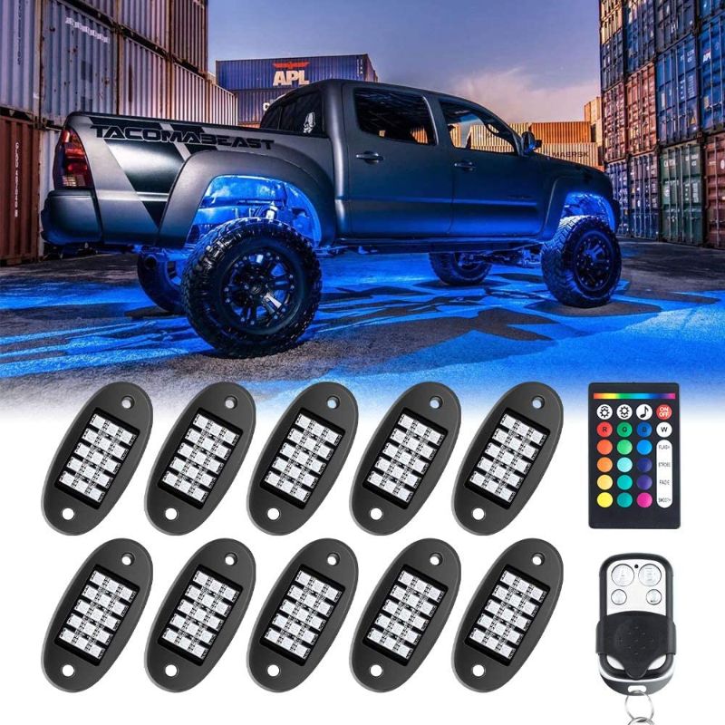 Photo 1 of MustWin RGB LED Rock Lights, 150 LEDs Multicolor Neon Underglow Waterproof Music Lighting Kit with APP & RF Control for Jeep Off Road Truck Car ATV SUV Motorcycle (10 Pods)
