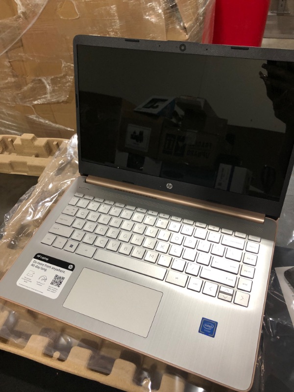 Photo 3 of HP 14 Laptop, Intel Celeron N4020, 4 GB RAM, 64 GB Storage, 14-inch HD Touchscreen, Windows 10 Home, Thin & Portable, 4K Graphics, One Year of Microsoft 365 (14-dq0070nr, 2021, Pale Rose Gold)
