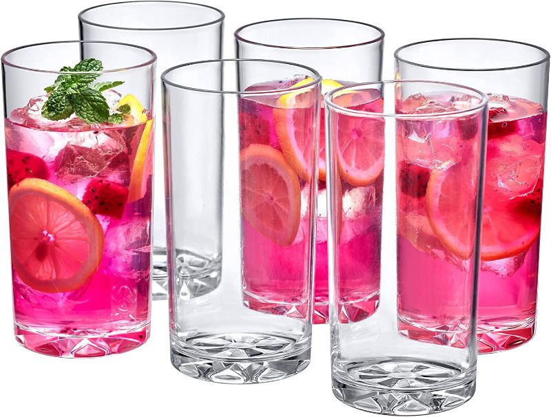 Photo 1 of Amazing Abby - Liberty - 16-Ounce Plastic Tumblers (Set of 6), Plastic Drinking Glasses, All-Clear High-Balls, Reusable Plastic Cups, BPA-Free, Shatter-Proof, Dishwasher-Safe
