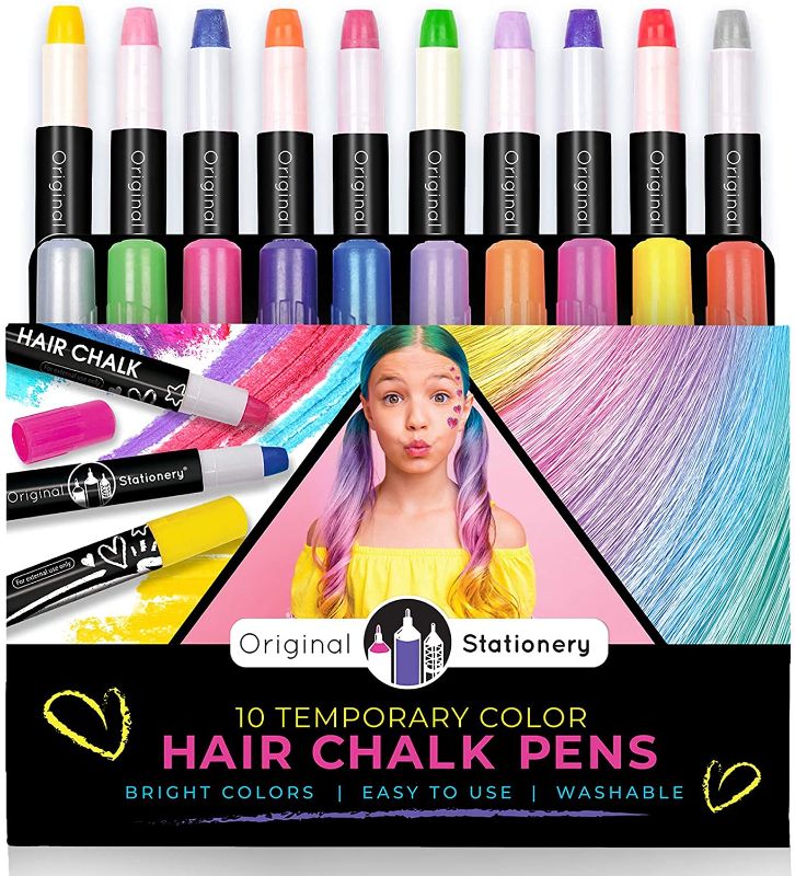 Photo 1 of 2 PACK Original Stationery Hair Chalks Set for Girls, 10 Piece Temporary Hair Chalk Colors
