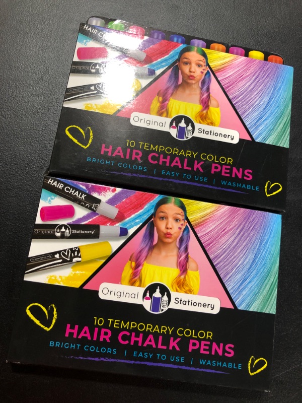 Photo 2 of 2 PACK Original Stationery Hair Chalks Set for Girls, 10 Piece Temporary Hair Chalk Colors
