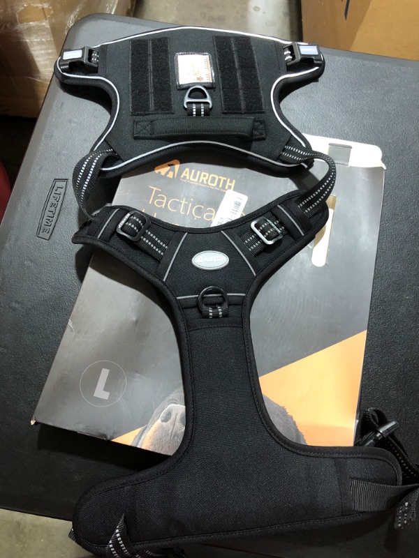 Photo 1 of Auroth Tactical Dog Harness for Large Dogs No Pull Adjustable Pet Harness Reflective K9 Working Training Easy Control Pet Vest Military Service Dog Harnesses Black L
