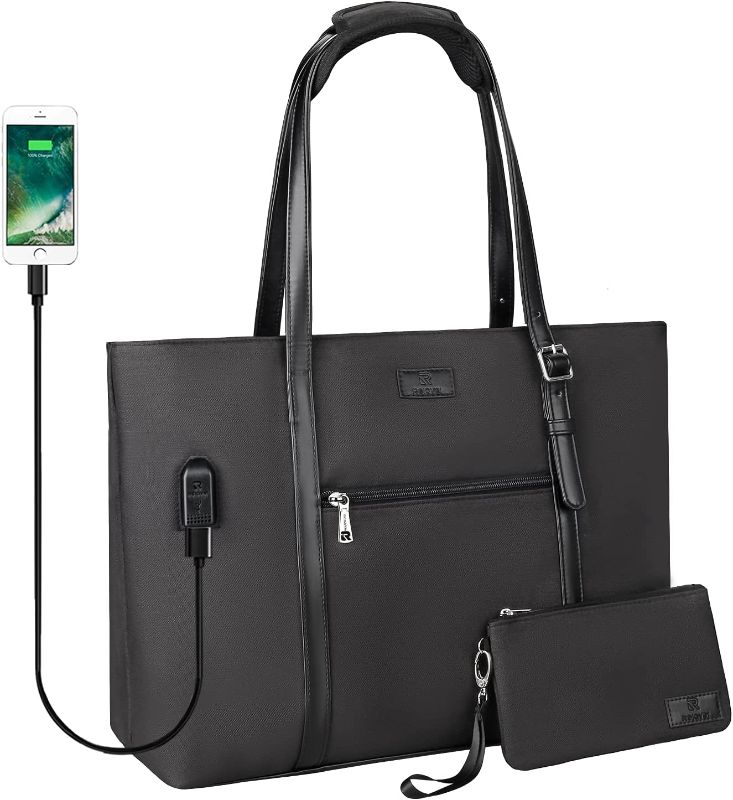 Photo 1 of USB Laptop Tote Bag,Chomeiu Woman 15.6 inch Laptop Organizer Bag Teacher Work Purse (Black)
