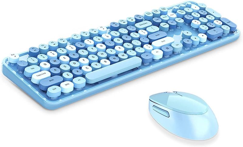 Photo 1 of Mofii Wireless Keyboard and Mouse Combo,2.4G USB Multi-Color Cute Full Size Keyboard and Optical Mice Set for Computer Desktop PC Laptop (Blue-Mixed)
