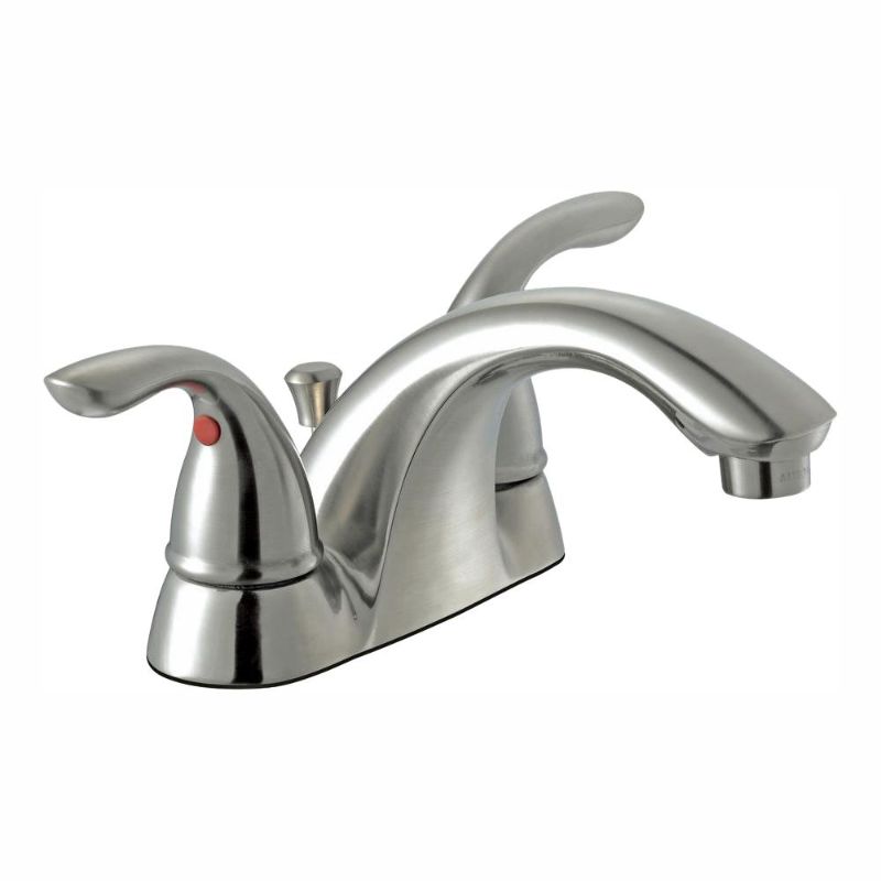 Photo 1 of Builders 4 in. Centerset 2-Handle Low-Arc Bathroom Faucet in Brushed Nickel
