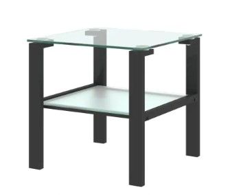 Photo 1 of 17.72 in. Black Metal Frame Rectangle Small Glass End Table with 2-Layer
