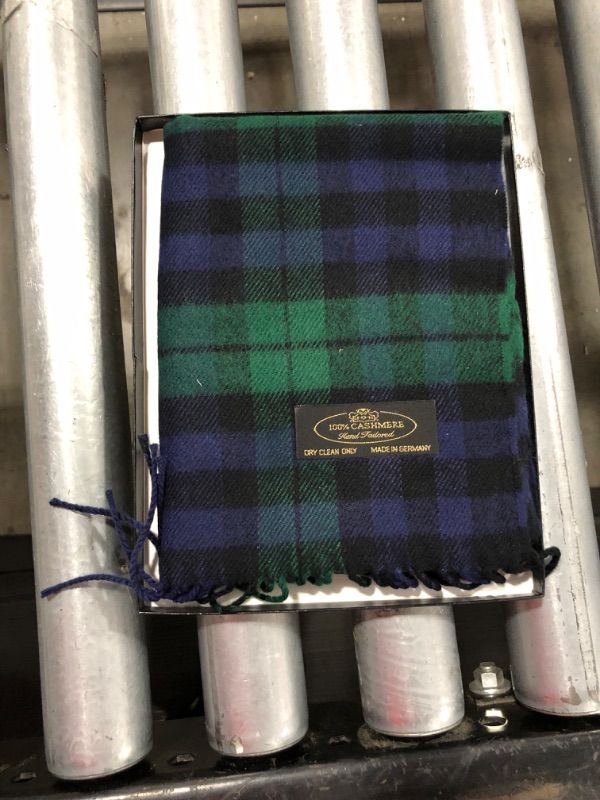 Photo 1 of NEW Plaid Super Soft & Warm Cashmere Scarf w/ Gift Box (Green, blue and black)