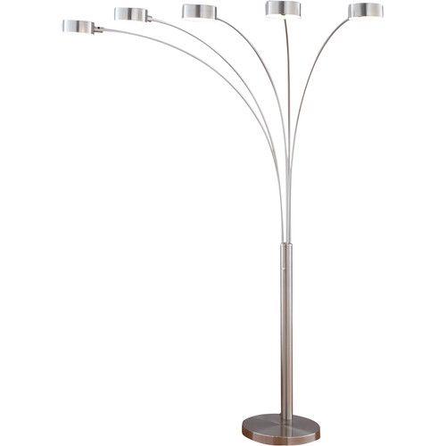 Photo 1 of Artiva USA "Micah Plus" Modern LED 88-inch 5-Arched Brushed Steel Floor Lamp with Dimmer
