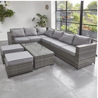 Photo 1 of Barcelona Grey Modular 8 Seater Rattan Corner Sofa Set
