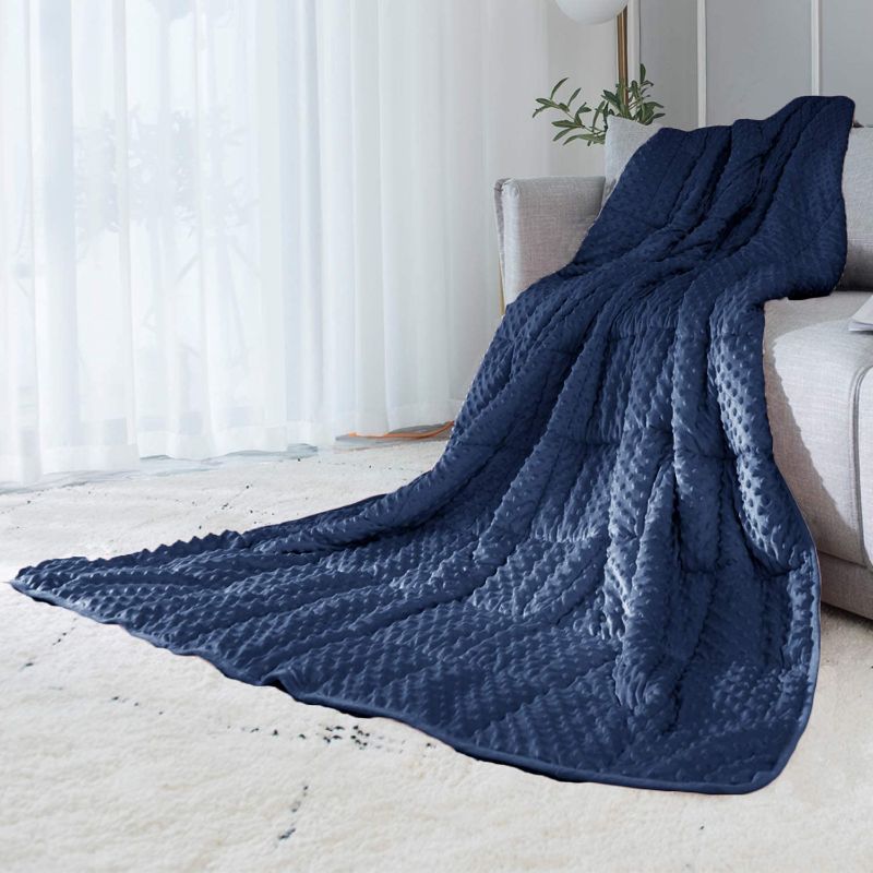 Photo 1 of ALANSMA Reversible Weighted Blanket for All Season, Luxury Velvet, Warm and Cool, Adult Kids 15Lb Weighted Blanket, Enjoy Sleeping Anywhere(Blue,15Lb)
