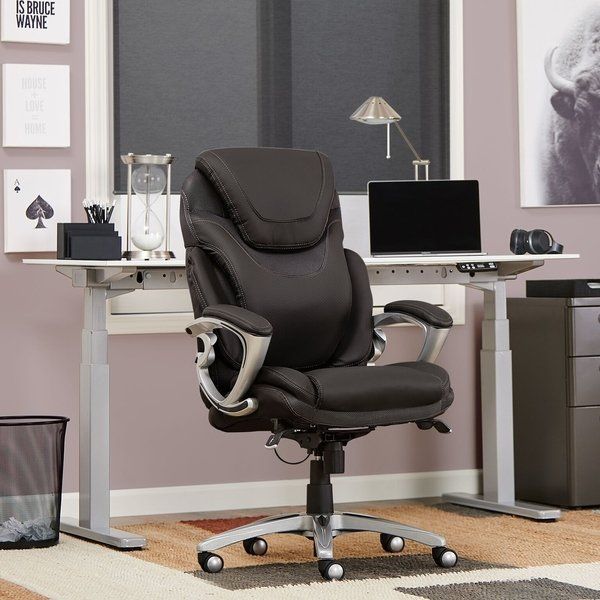 Photo 1 of Serta Bryce Executive Office Chair with AIR Technology Cream Bonded Leather
