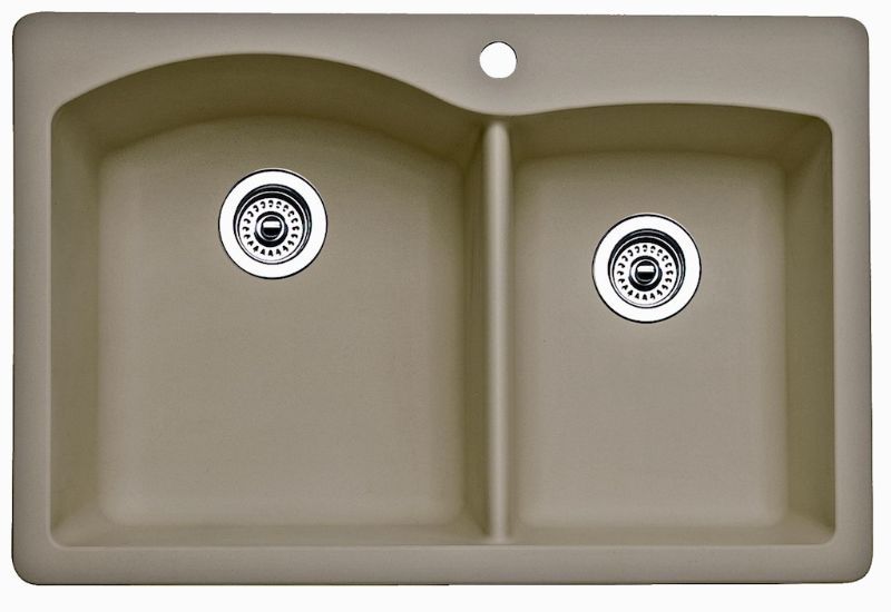 Photo 1 of BLANCO Diamond Undermount 33-in x 22-in Truffle (Brown) Double Offset Bowl 1-Hole Kitchen Sink