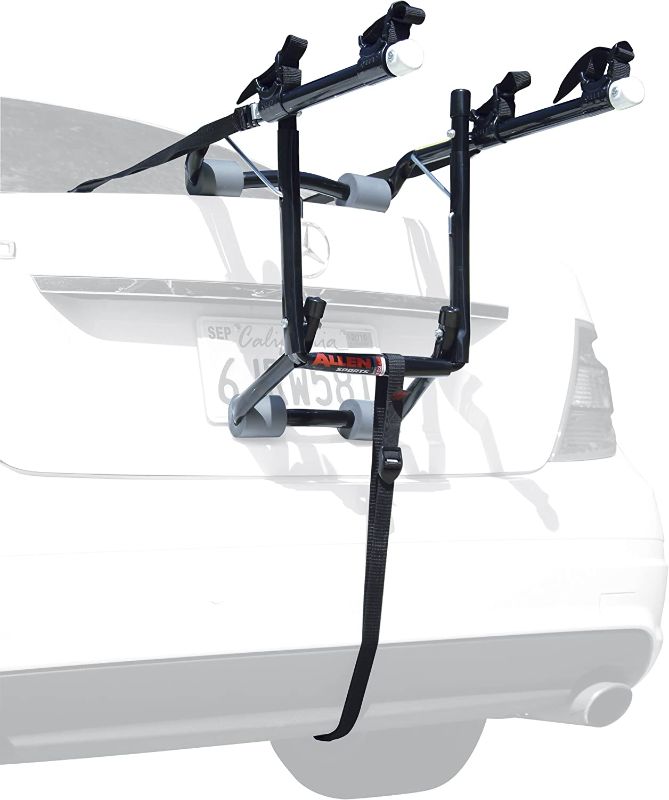 Photo 1 of Allen Sports Deluxe 2-Bike Trunk Mount Rack, Model 102DB, Black/ Silver, 23 x 15 x 4 inches
