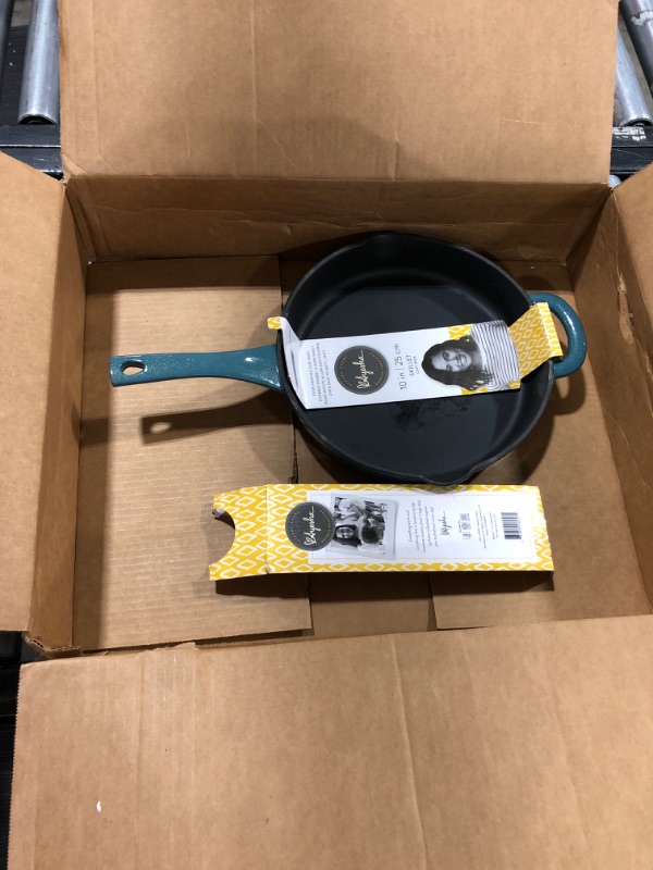 Photo 2 of Ayesha Curry 10" Cast Iron Enamel Skillet with Pour Spouts Teal
