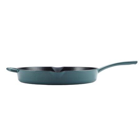 Photo 1 of Ayesha Curry 10" Cast Iron Enamel Skillet with Pour Spouts Teal
