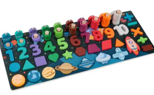 Photo 1 of Wooden Number Puzzle Sorting Montessori Toy- Shape Sorter Counting Game
