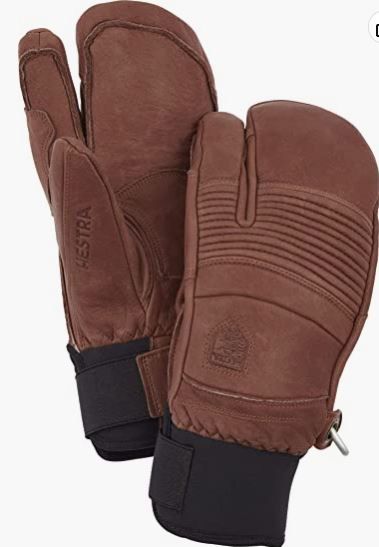 Photo 1 of Hestra Leather Fall Line - Short Freeride 3-Finger Snow Glove with Superior Grip for Skiing, Snowboarding and Mountaineering unisex large