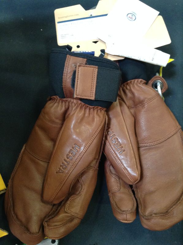 Photo 1 of Hestra Leather Fall Line - Short Freeride 3-Finger Snow Glove with Superior Grip for Skiing, Snowboarding and Mountaineering unisex large