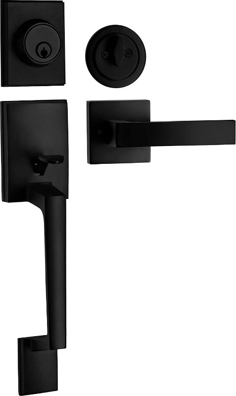 Photo 1 of Berlin Modisch Single Cylinder HandleSet with Lever Door Handle (for Entrance and Front Door) Reversible for Right and Left Handed and a Single Cylinder deadbolt Handle Set Iron Black Finish
