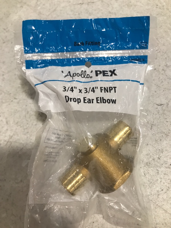 Photo 1 of APOLLO 3/4 in. Brass PEX Barb x 3/4 in. Female Pipe Thread Adapter 90-Degree Drop-Ear Elbow
