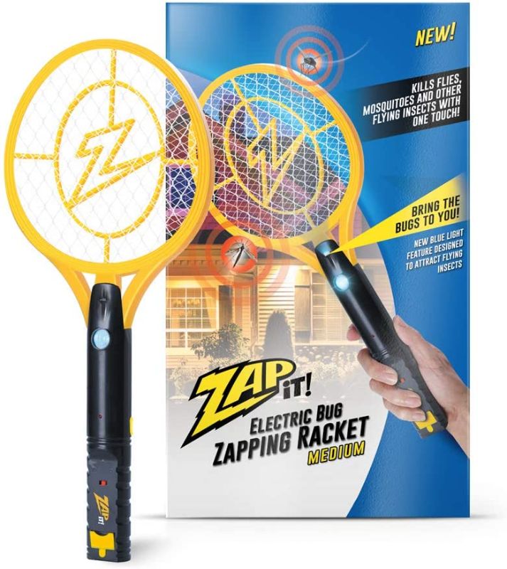 Photo 1 of ZAP IT! Bug Zapper Rechargeable Bug Zapper Racket W/ Blue Light Attractant, 4,000 Volt, USB Charging Cable

