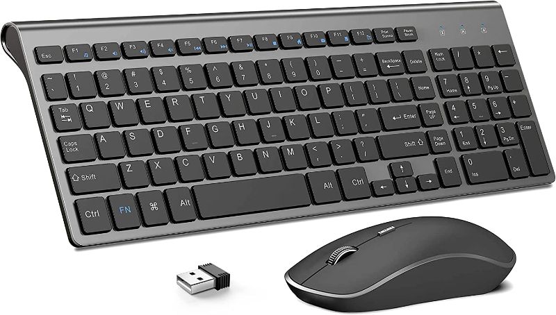 Photo 1 of Wireless Keyboard and Mouse,J JOYACCESS 2.4G Ergonomic and Slim Wireless Keyboard Mouse Combo Designed for Computer,Windows, PC, Laptop,Tablet - Black Grey
