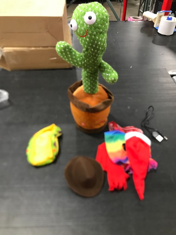 Photo 2 of LUKETURE Dancing Cactus, 120 Songs Cactus Baby Toy with Drum and Hat, Talking Cactus Toy That Repeat What You Say, Recording & Repeating Cactus Toy (60 Songs)
