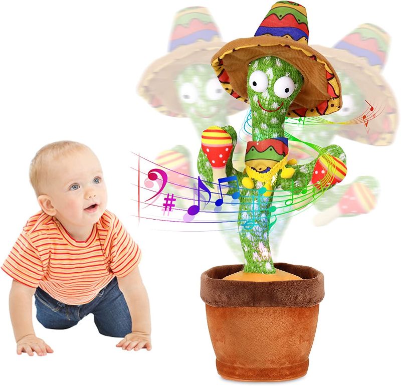 Photo 1 of LUKETURE Dancing Cactus, 120 Songs Cactus Baby Toy with Drum and Hat, Talking Cactus Toy That Repeat What You Say, Recording & Repeating Cactus Toy (60 Songs)
