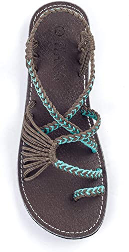 Photo 1 of Plaka Flat Sandals for Women Palm Leaf SZ 9