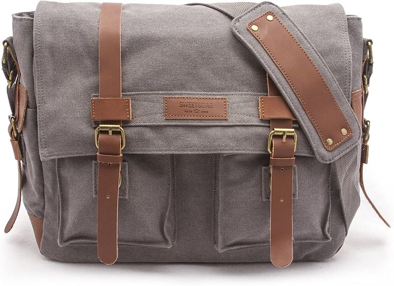 Photo 1 of Sweetbriar Classic Laptop Messenger Bag, Gray - Canvas Pack Designed to Protect Laptops up to 15.6 Inches
