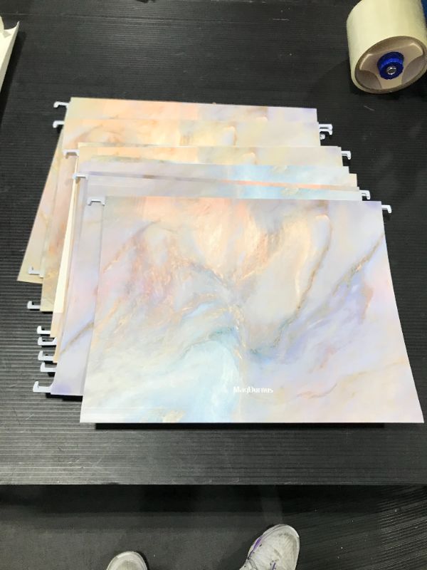 Photo 1 of MagDurnus Hanging File Folders,Pretty Marble Design,Letter Size with 1/5 Adjustable Cut Tabs, Assorted 3 Decorative Styles,Drawer,Desk and Cabinet Use?12-Pack?
