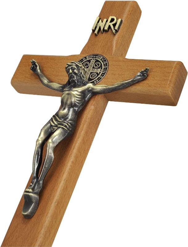 Photo 1 of ACHIBANG Crucifix Wall Cross, Handmade Wooden Catholic Hanging Crosses Wall Decor,10 Inch
